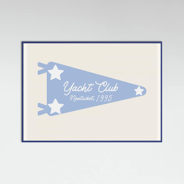Yacht Club Blue Pennant Parchment Poster – plakat og kunsttryk