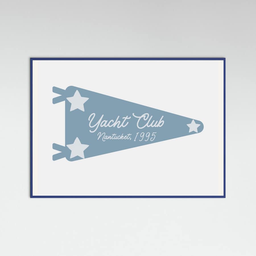 Yacht Club Blue Pennant Poster – plakat og kunsttryk
