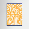 Blue Wood Yellow Striped Flower Poster
