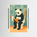 Blue Wood panda On Toilet