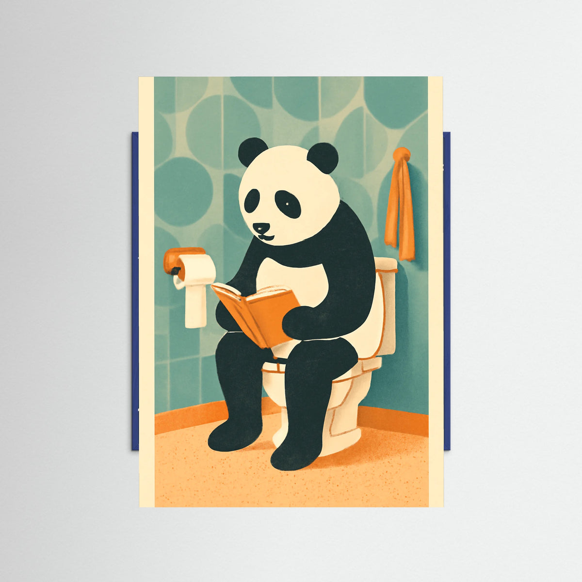 Blue Wood panda On Toilet