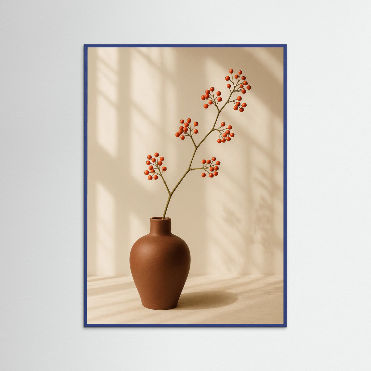 Blue Wood photo Vase with Twig