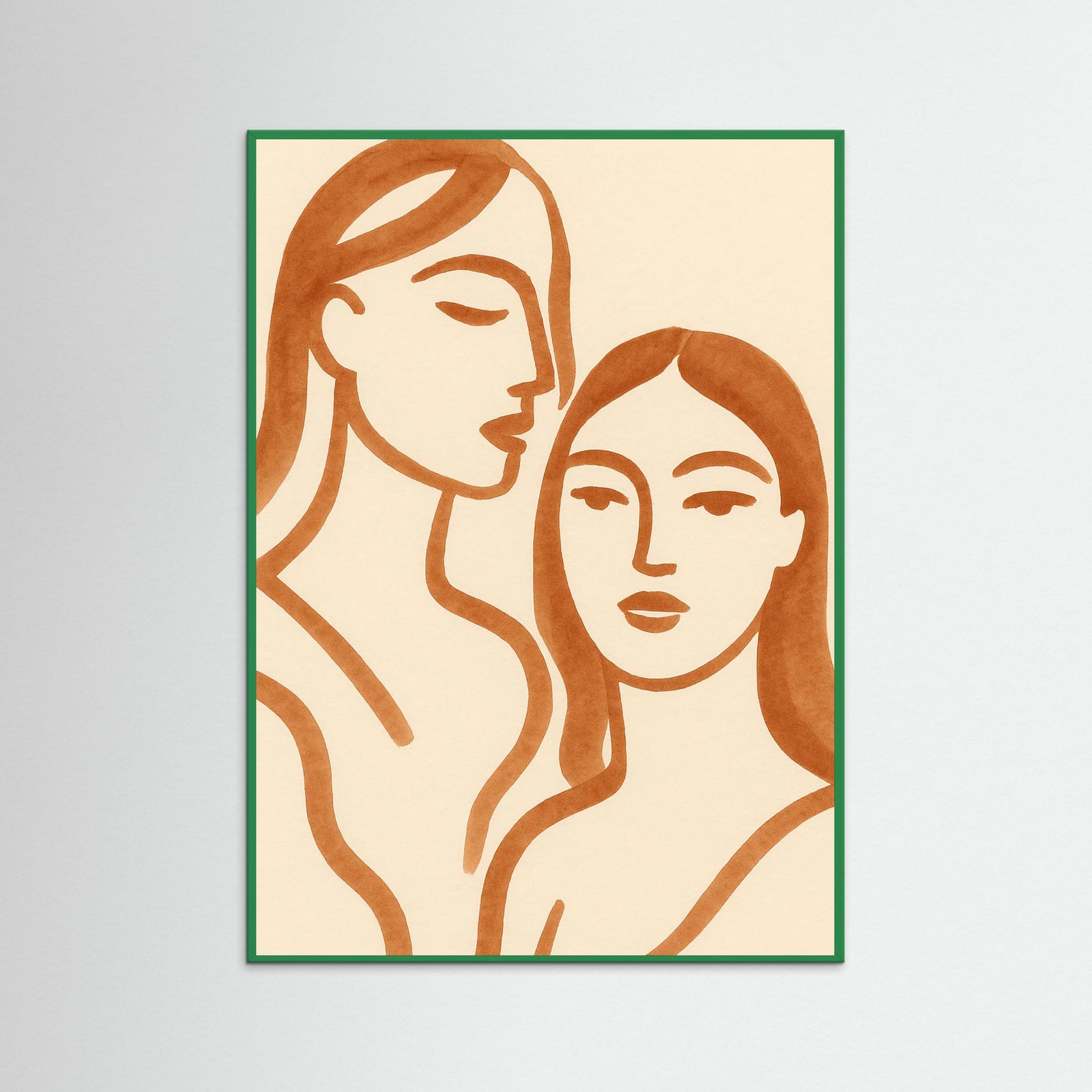 Green Wood Abstract Faces