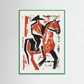 Green Wood Abstract Horse Rider Poster