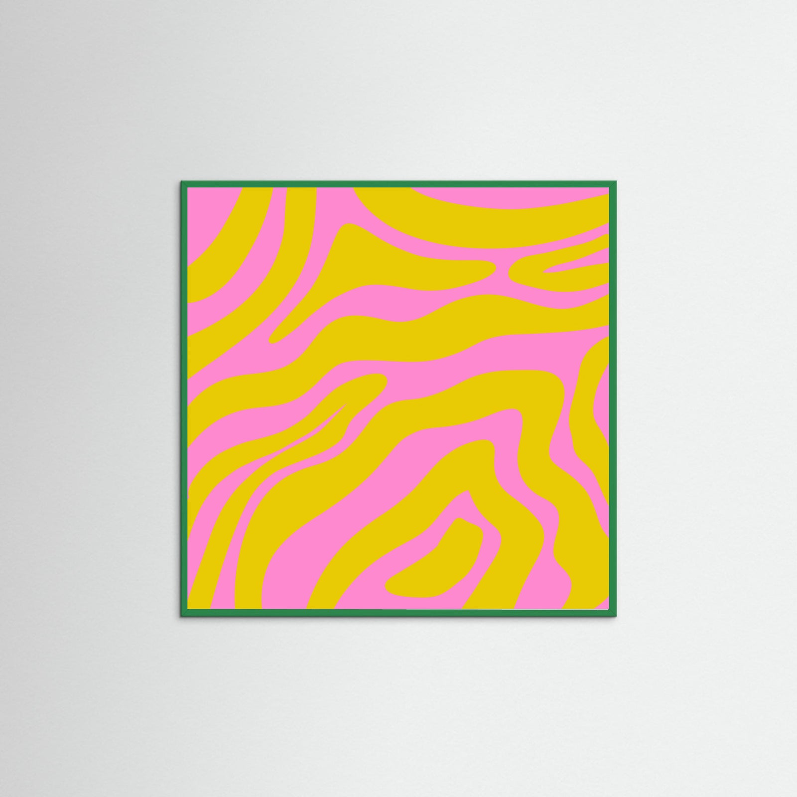 Green Wood Abstract Lines and Yellow and Pink Poster