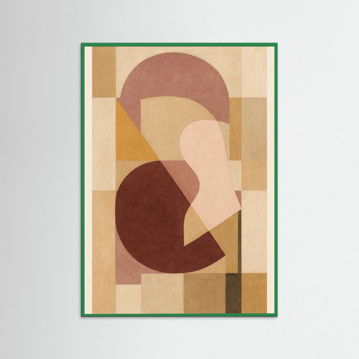 Green Wood Abstract Red Forms