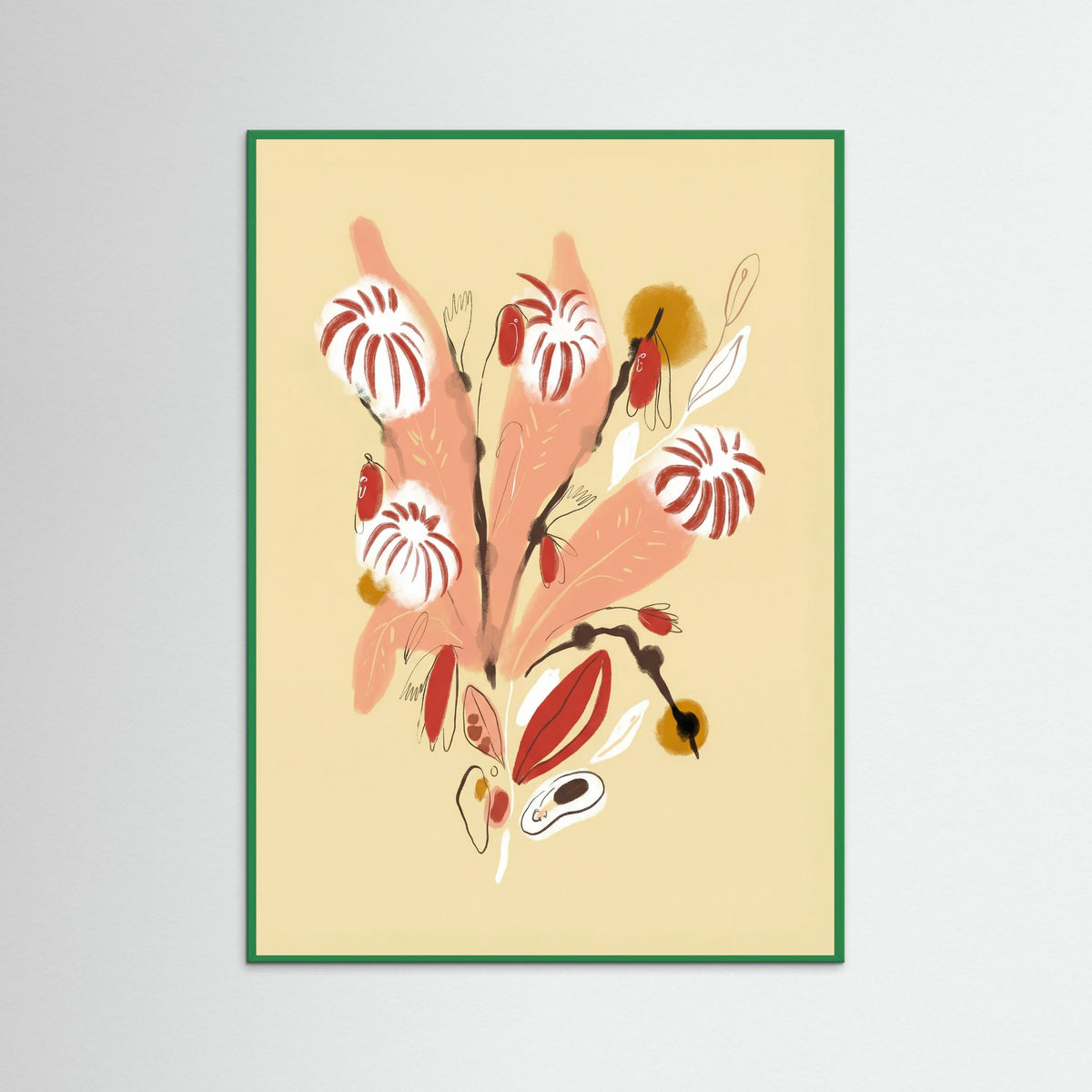 Green Wood Apricot Bloom Sketch