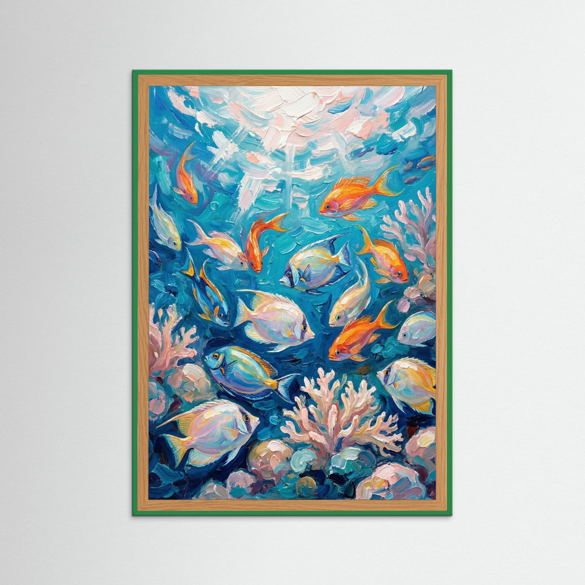 Green Wood Azure Koi Dance