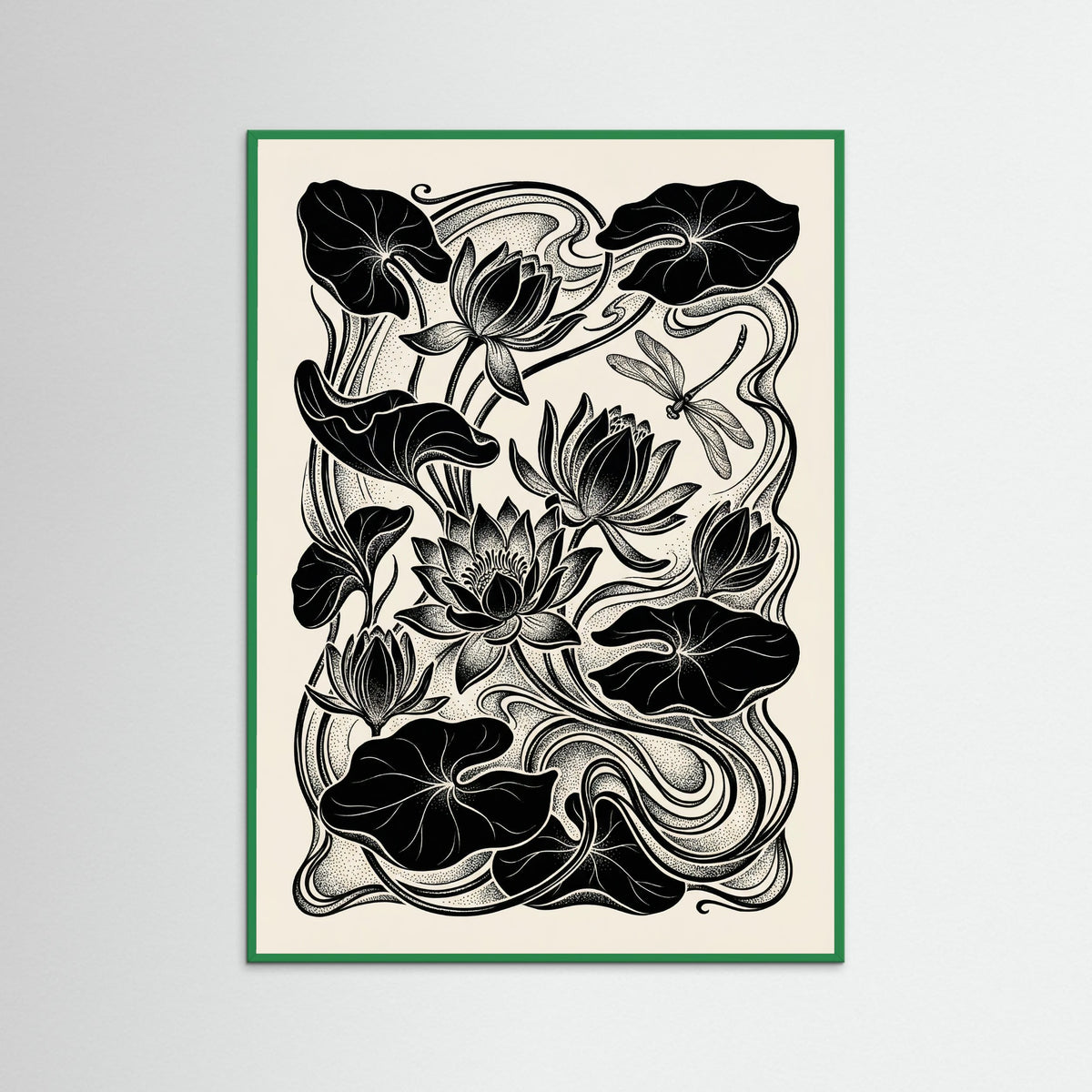 Green Wood Beardsley Floral Nouveau