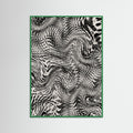 Green Wood Black And White Net Pattern Poster