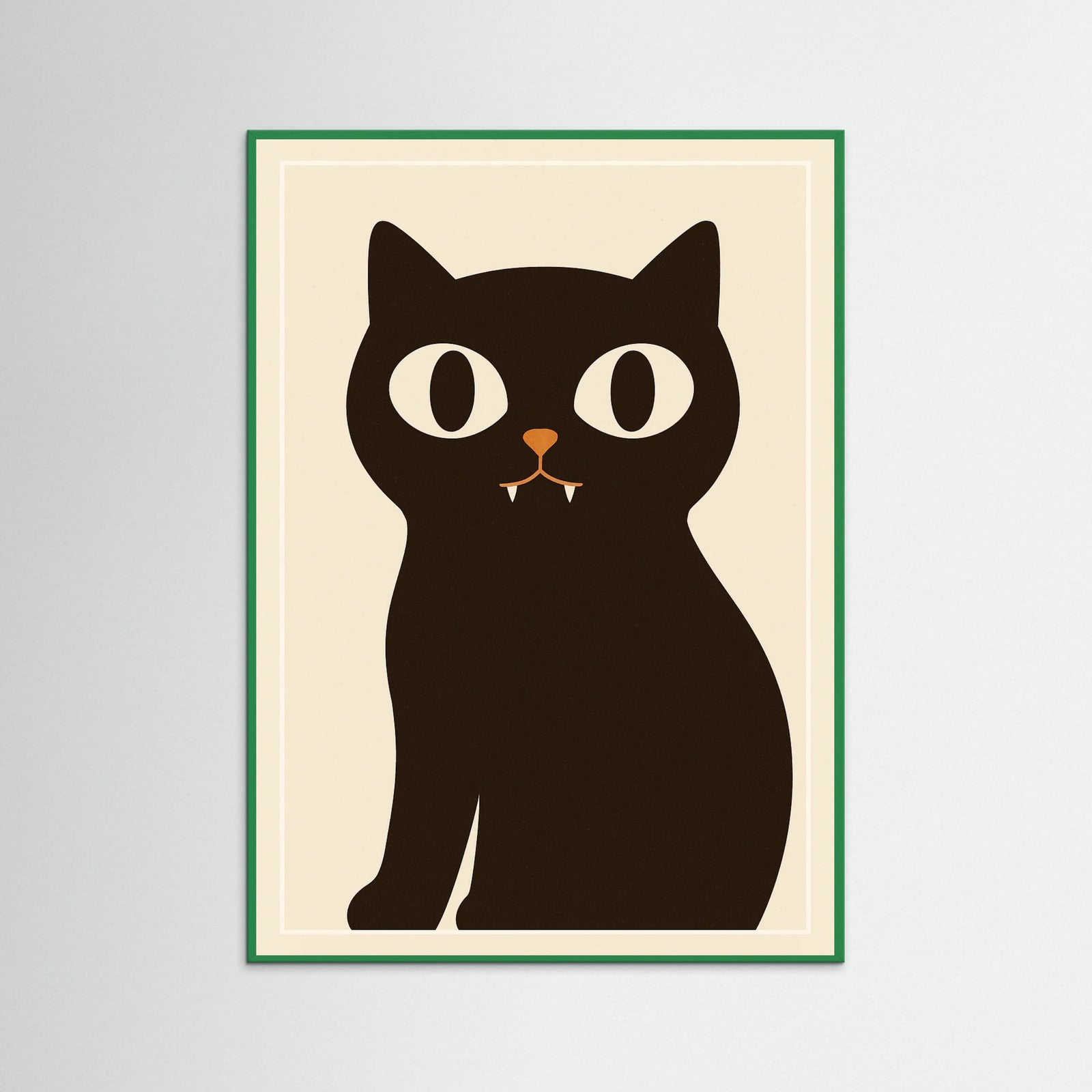 Green Wood Black Cat Art
