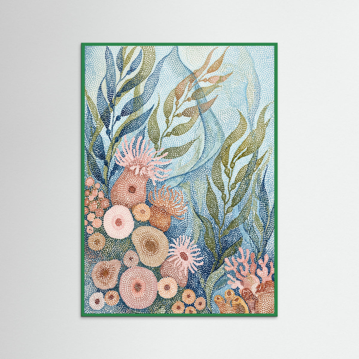 Green Wood Blossoming Dots