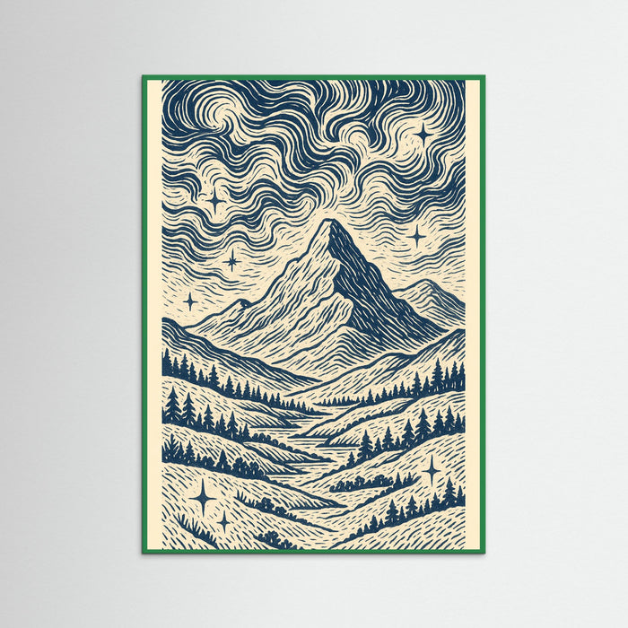 Green Wood Blue Swirl Pattern