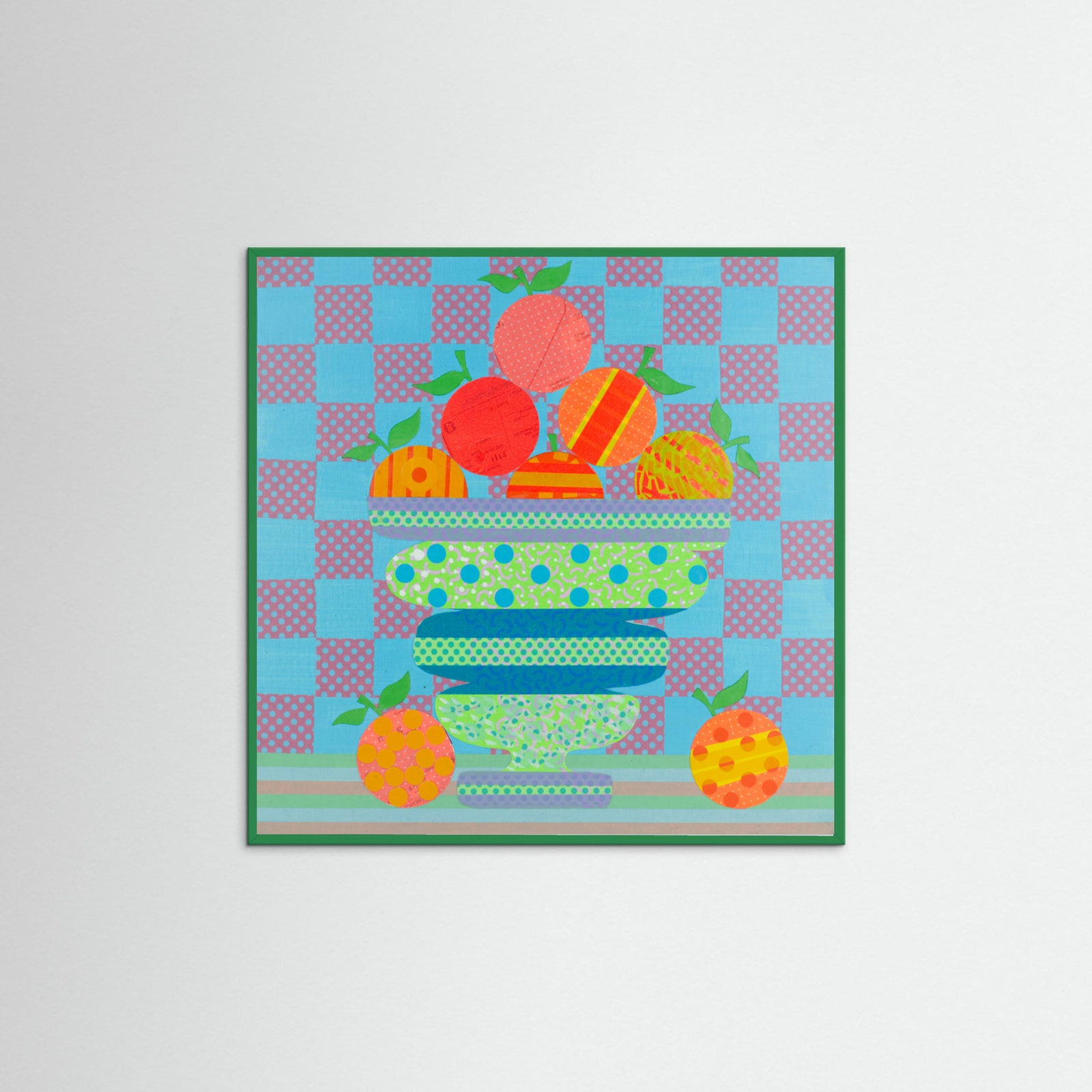 Green Wood Blues and Oranges Poster
