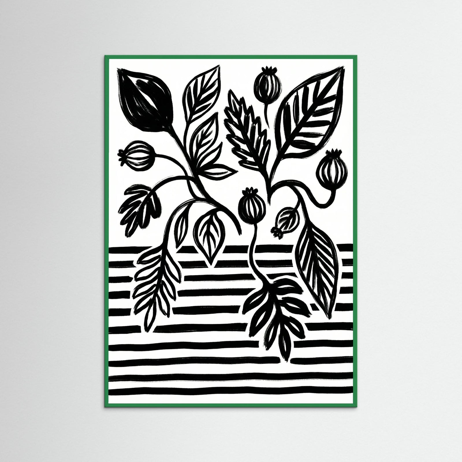 Green Wood Bold Bloom Still Life