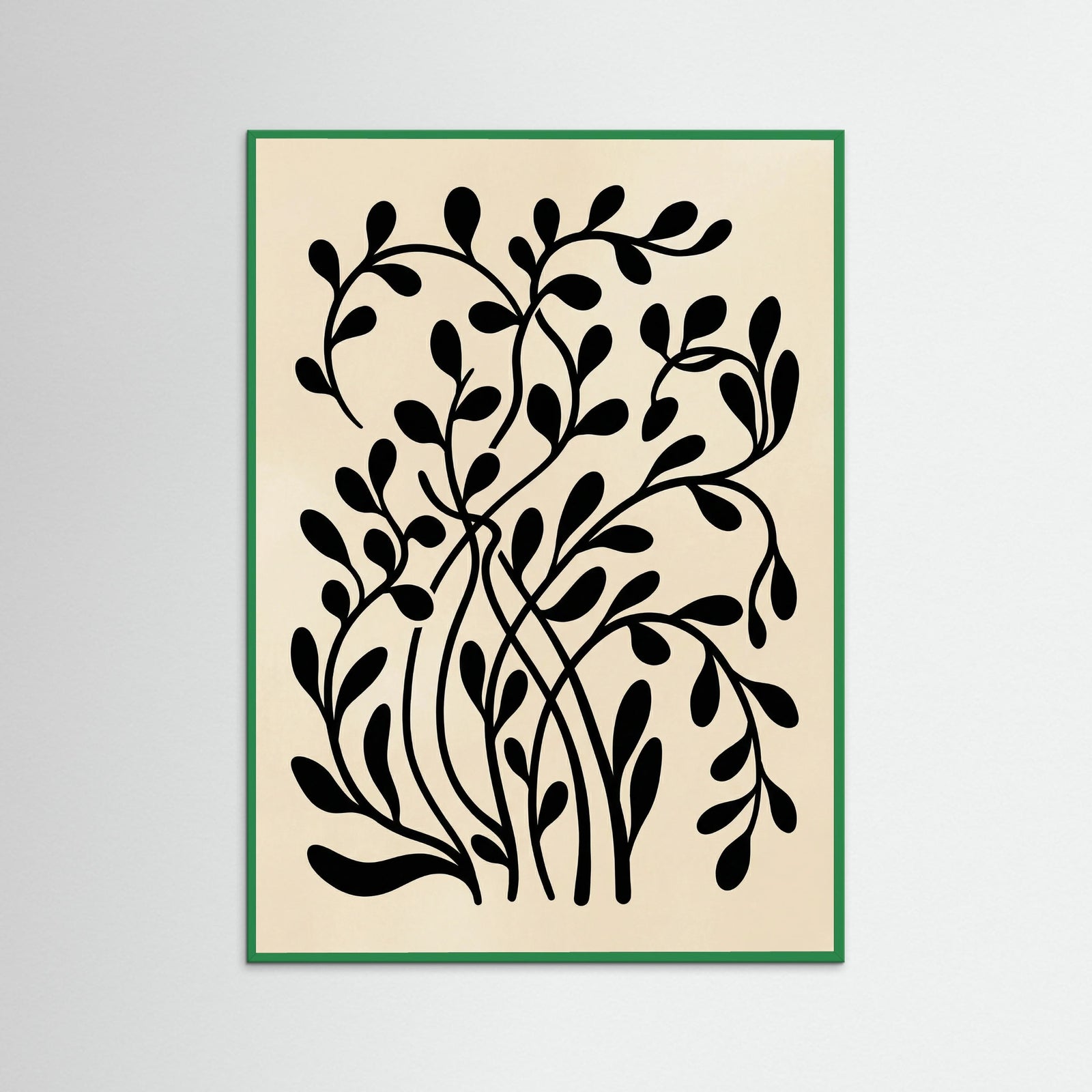Green Wood Botanical Silhouette Black
