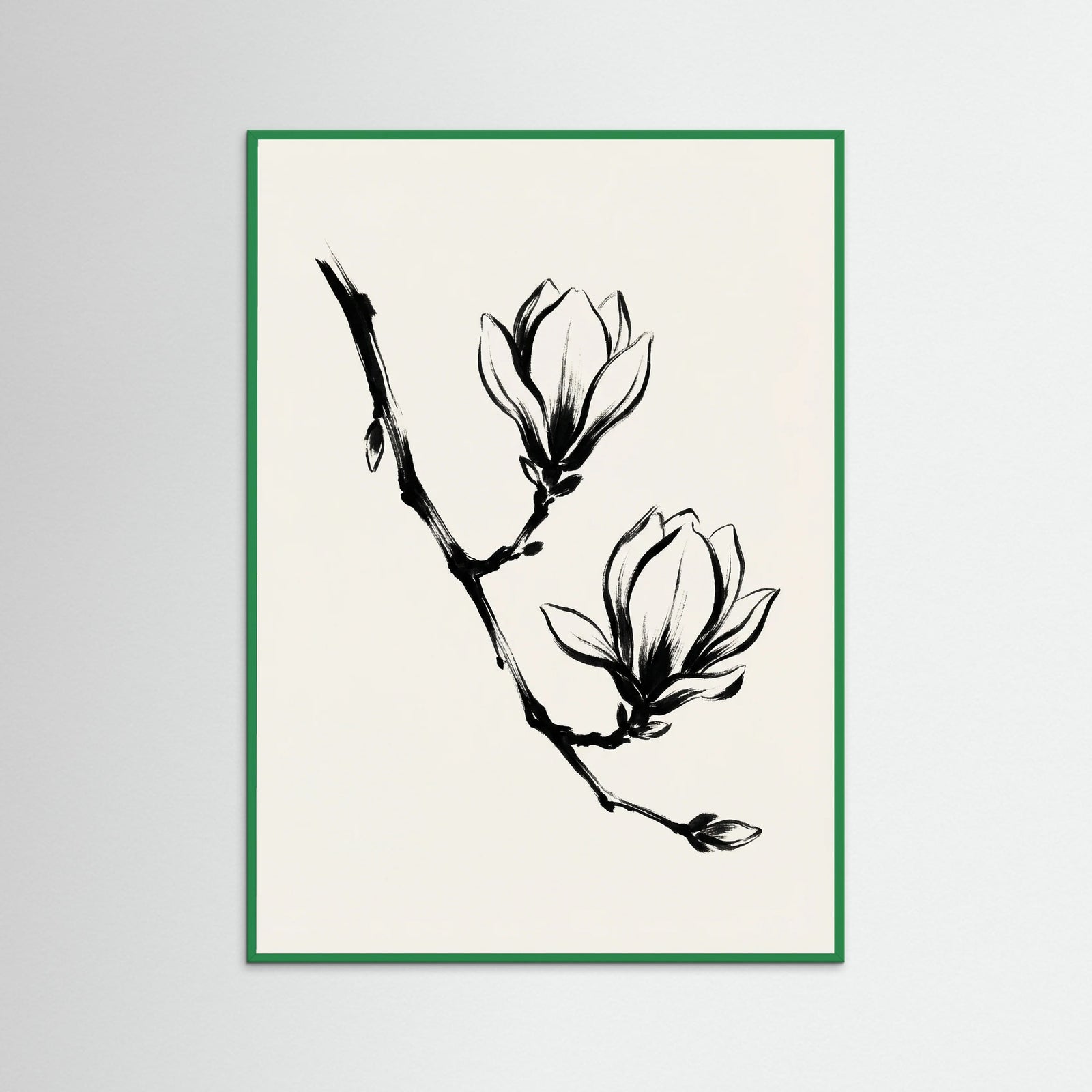 Green Wood Brushstroke Blooms