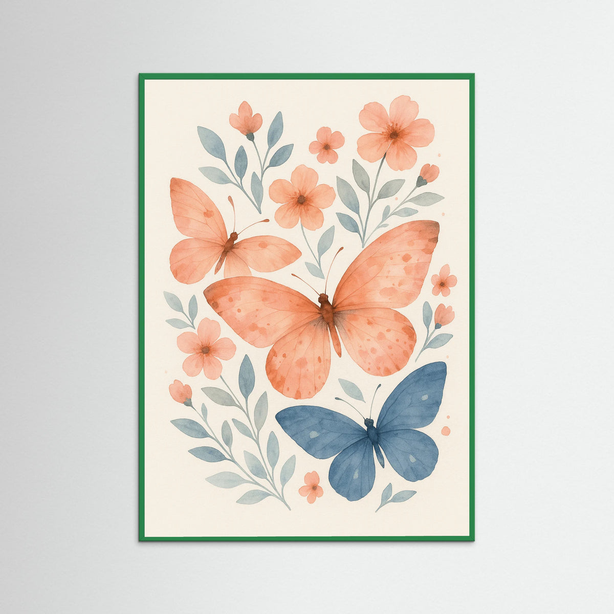 Green Wood Butterfly Blossoms