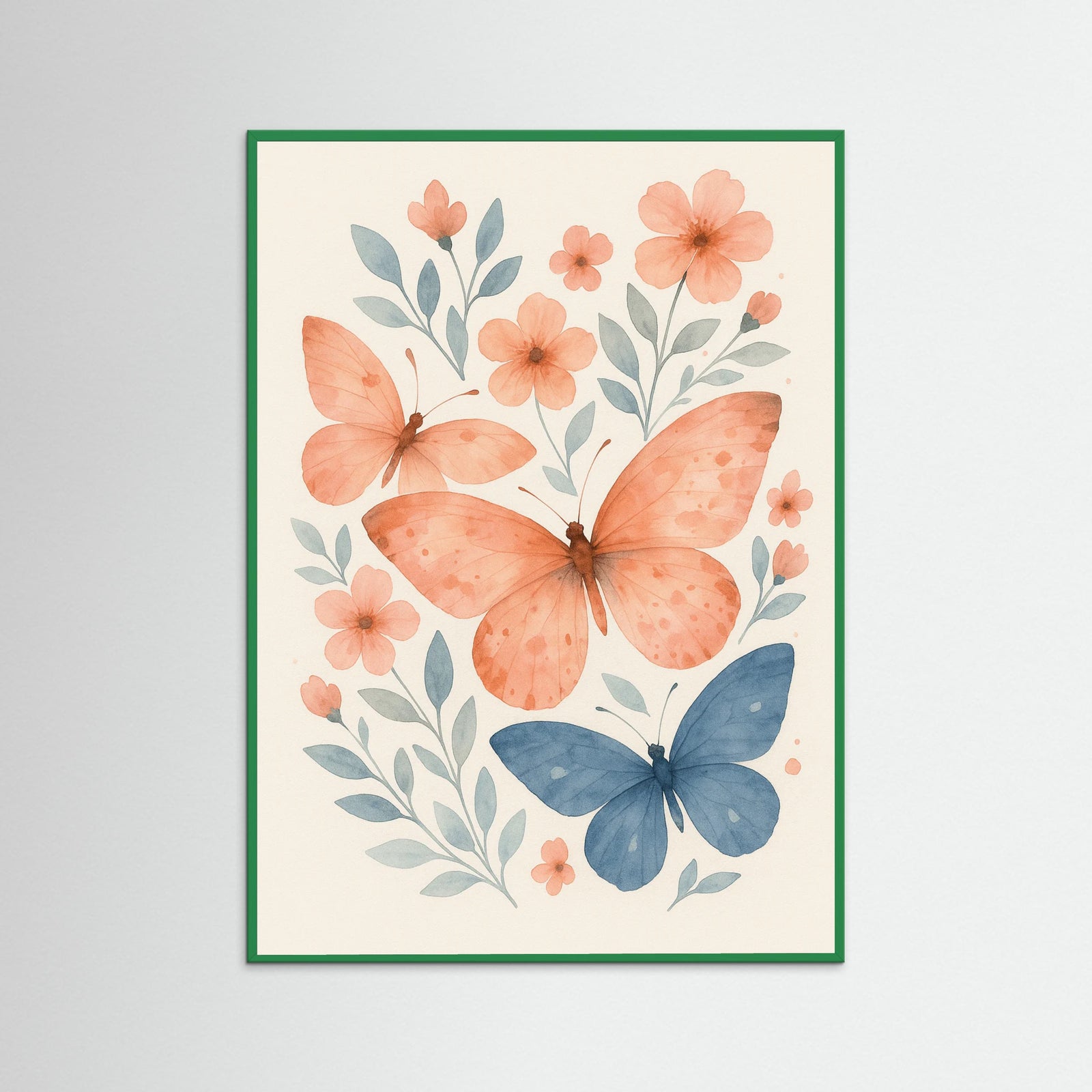 Green Wood Butterfly Blossoms