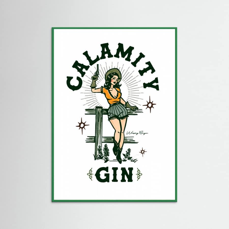 Green Wood Calamity Gin Funny Retro Western Cowgirl Art Poster