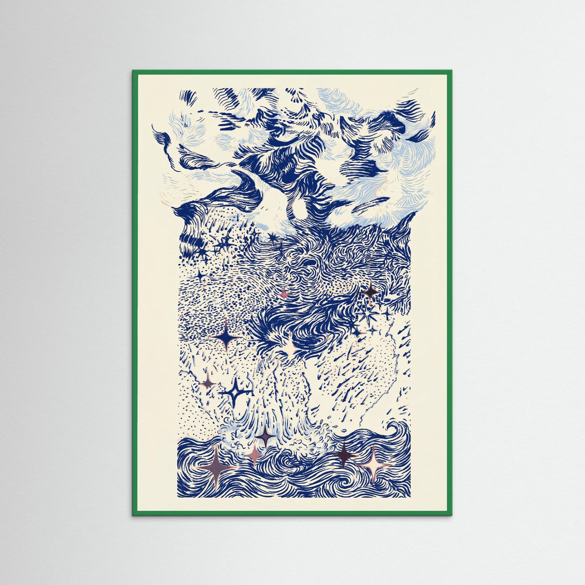 Green Wood Celestial Swirls