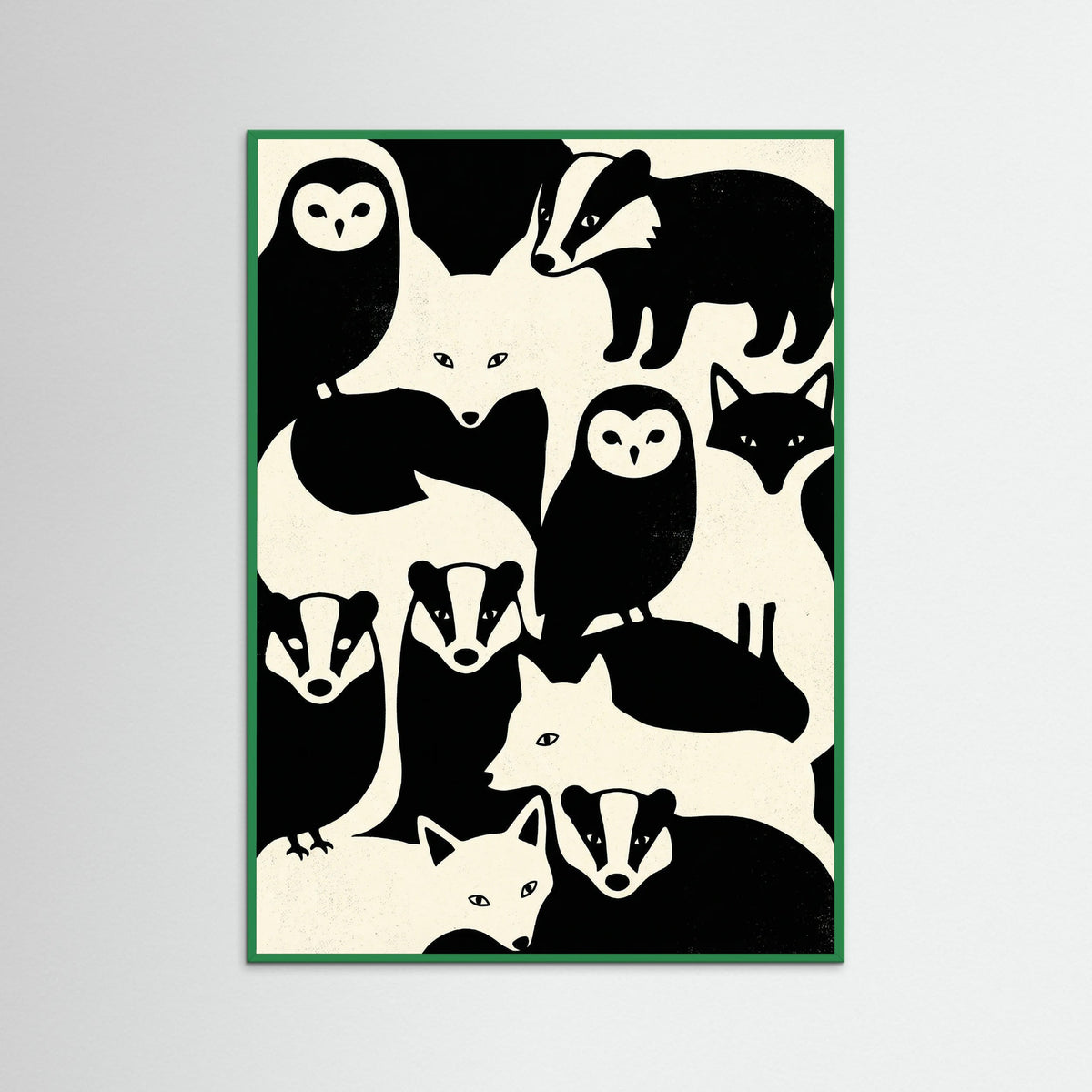 Green Wood Checkerboard Felines