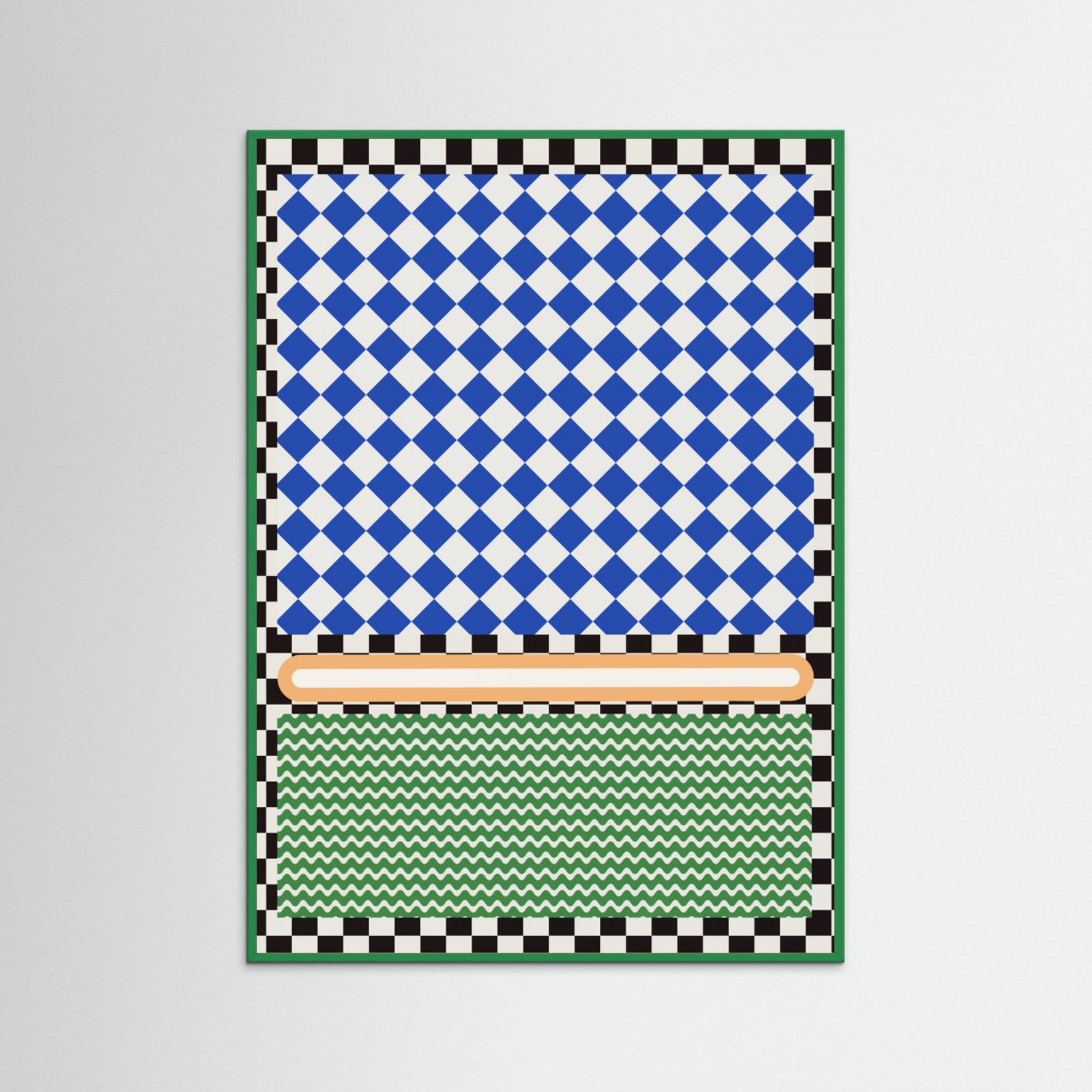 Green Wood Checkered Rothko Inspiration Poster