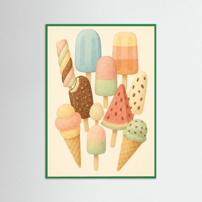 Green Wood Colorful Ice Creams
