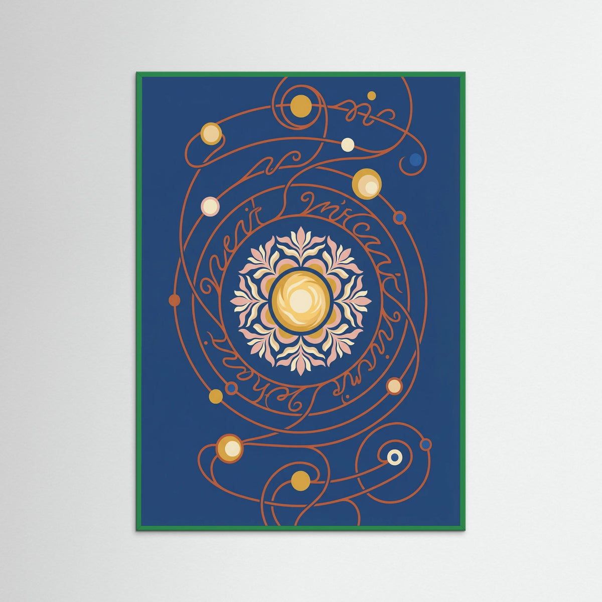 Green Wood Cosmic Floral Script