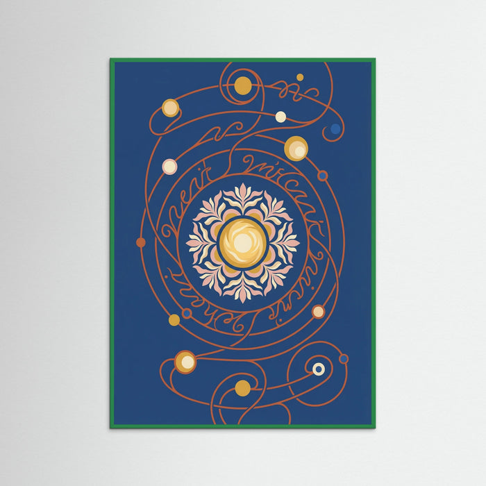 Green Wood Cosmic Floral Script