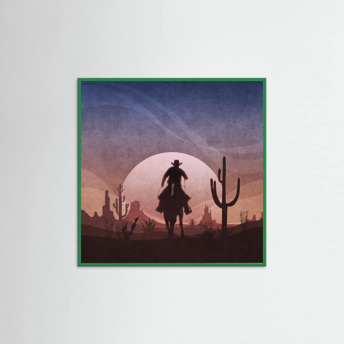 Green Wood Cowboy Sunset Poster