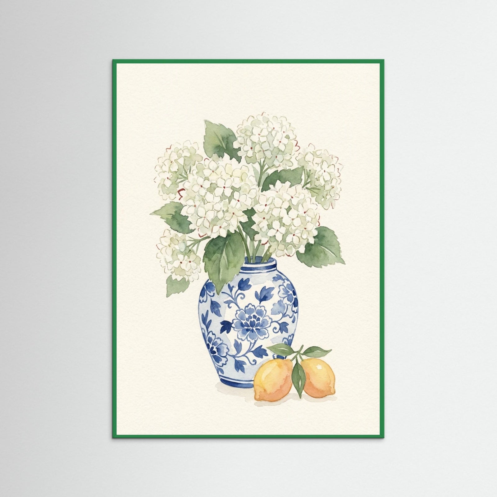 Green Wood Crimson Bloom Still Life