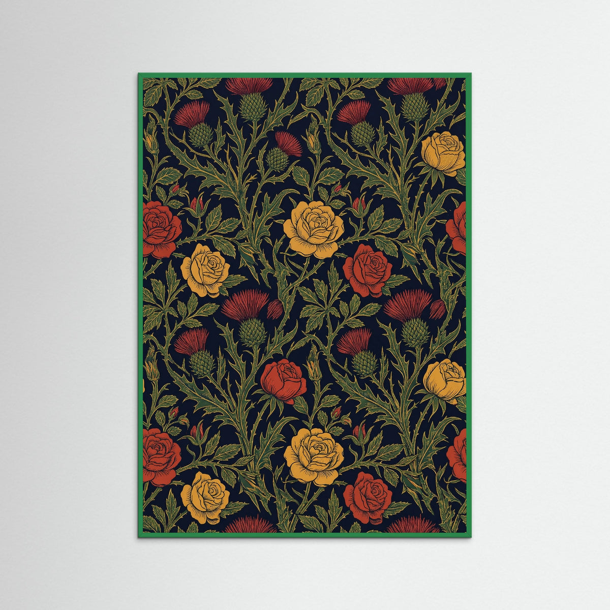 Green Wood Crimson Floral Tapestry
