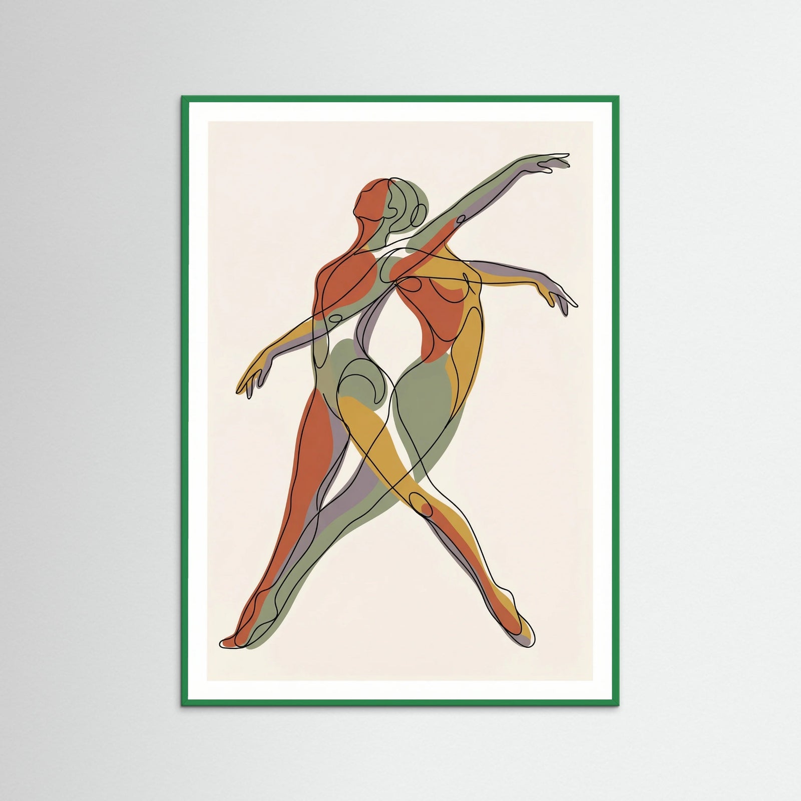 Green Wood Cubist Contour Faces