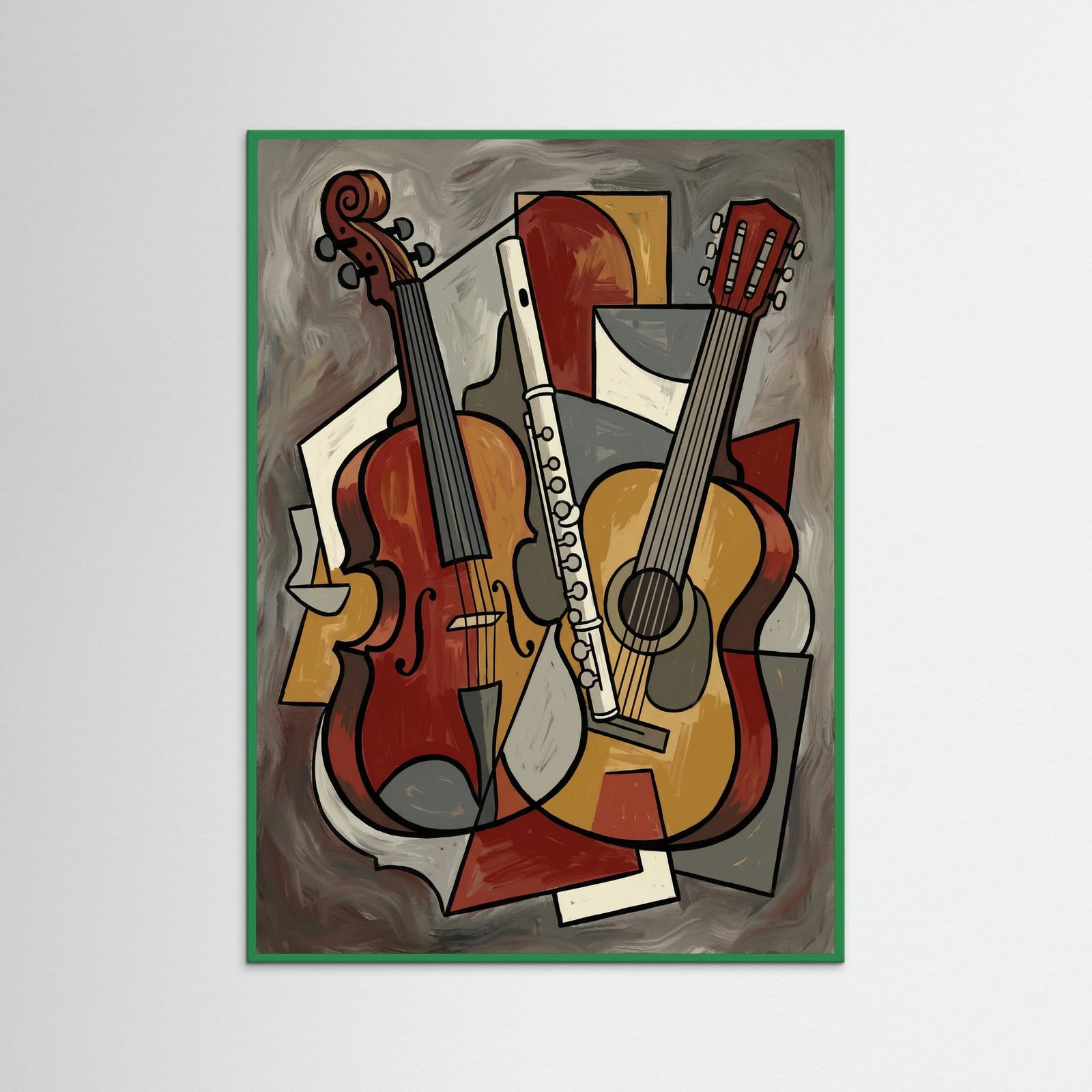 Green Wood Cubist Seated Woman Green