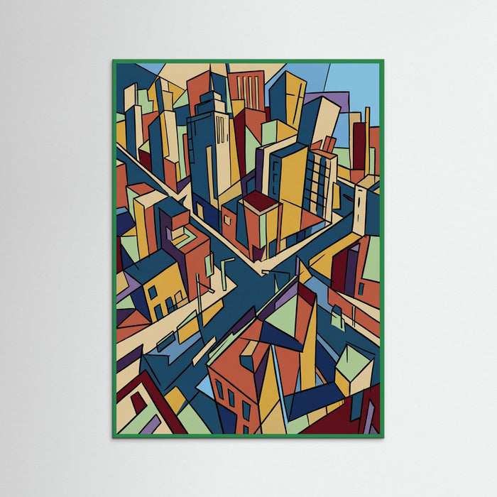 Green Wood Cubist Woman Portrait