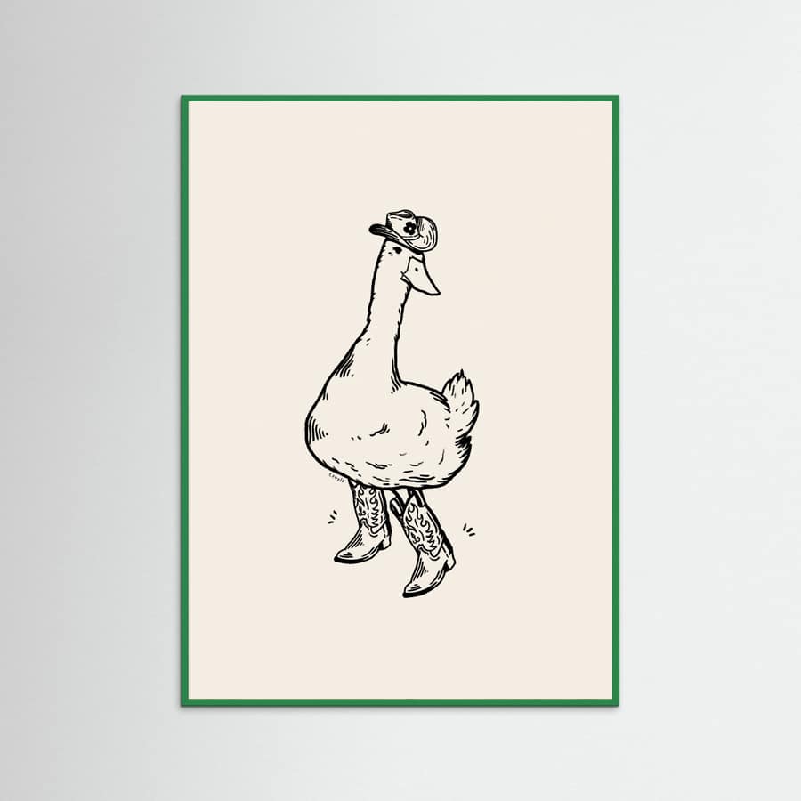 Green Wood Duck wearing Western Boots Poster