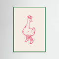 Green Wood Duck wearing Western Boots in pink Poster