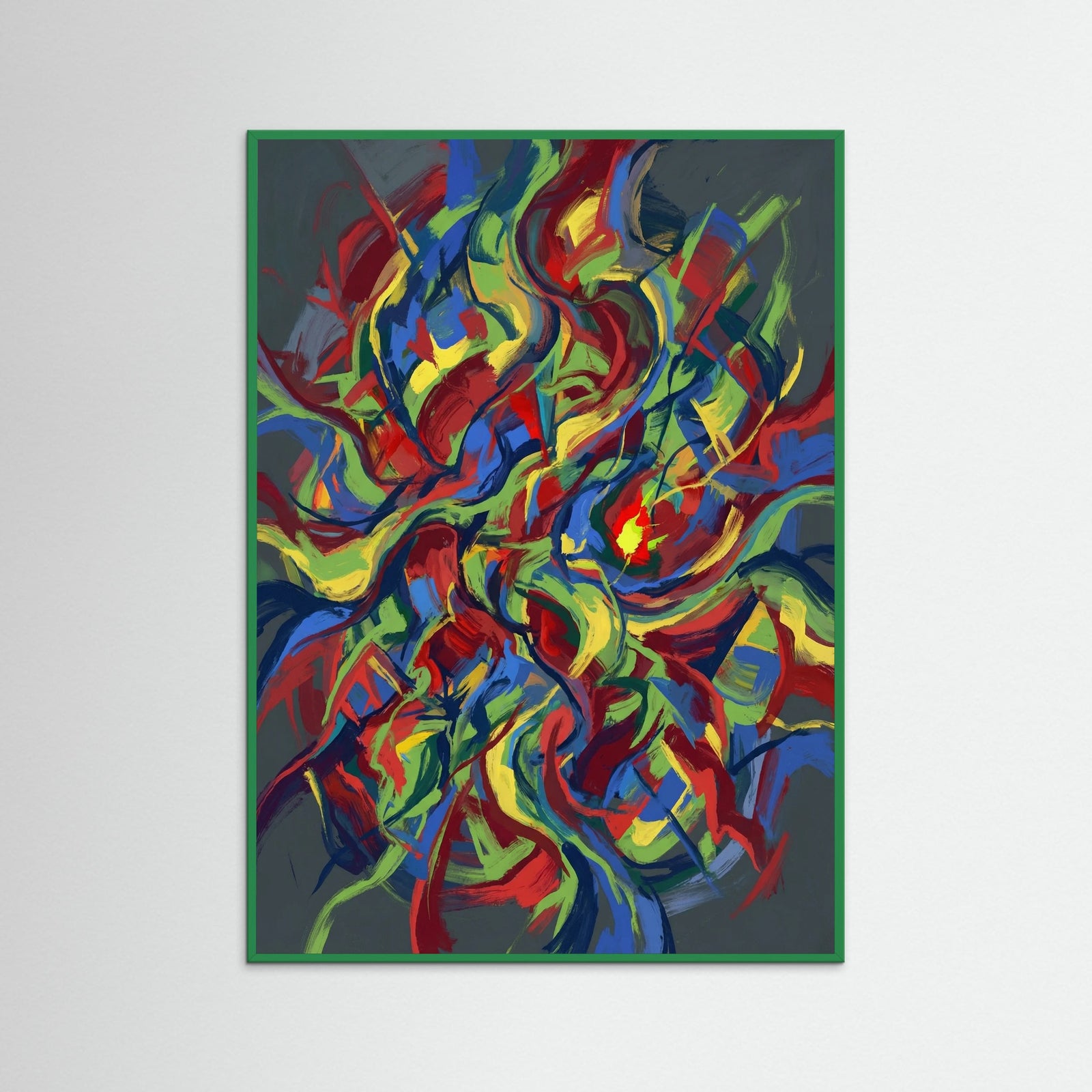 Green Wood Dynamic Abstraction Beige