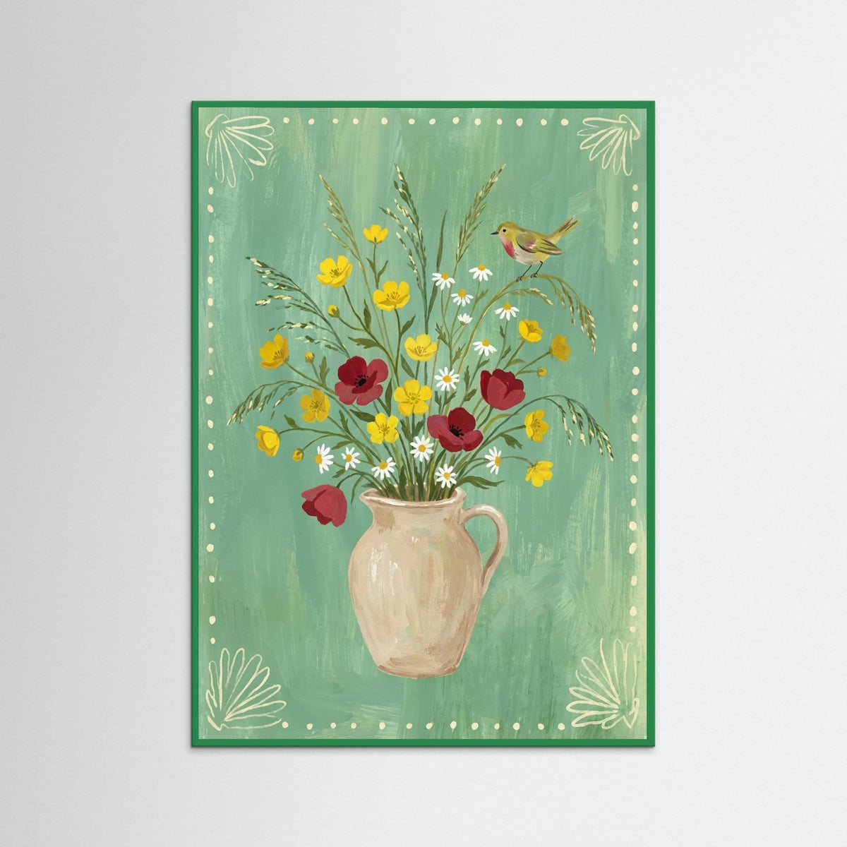 Green Wood Floral Embrace