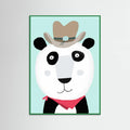 Green Wood Funny Panda with Cowboy Hat by Artist Carla Daly Poster