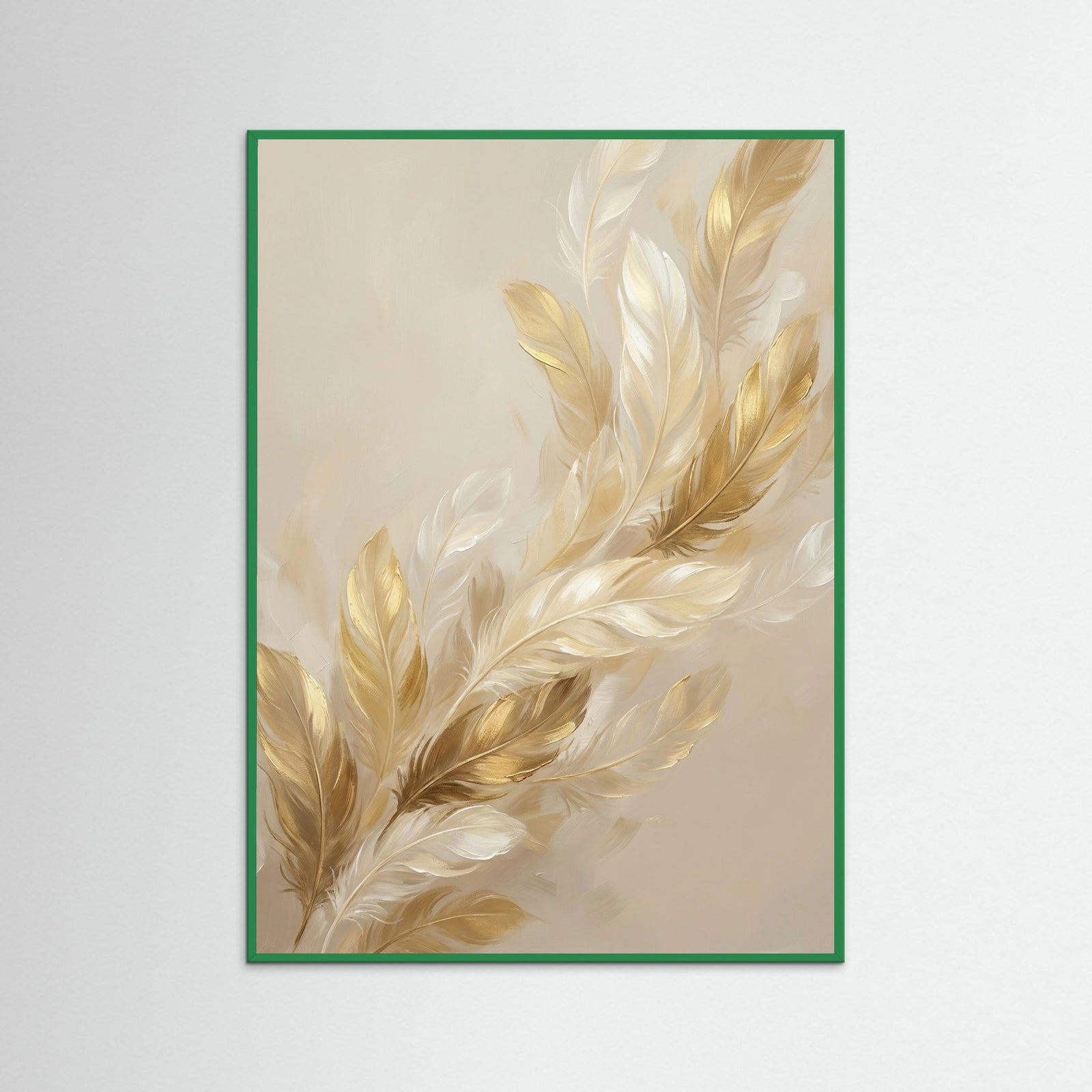 Green Wood Gilded Feather Ascent