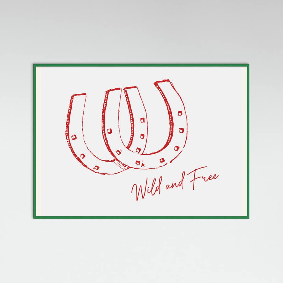 Horseshoe Wild and Free Red Poster – plakat og kunsttryk