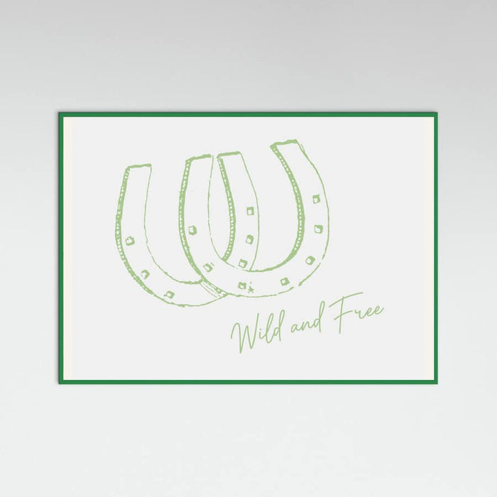 Horseshoe Wild and Free Sage Green Poster – plakat og kunsttryk