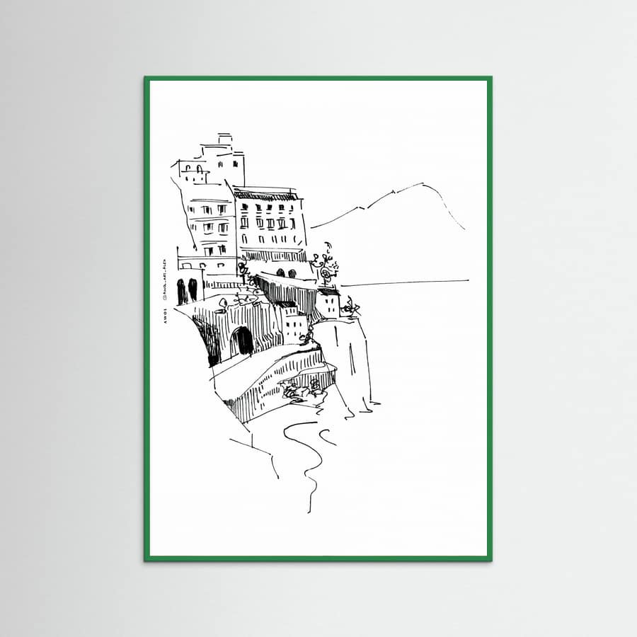 Italian Landscape Art, Amalfi Coast Small Towns By The Sea Poster – Poster und Kunstdruck