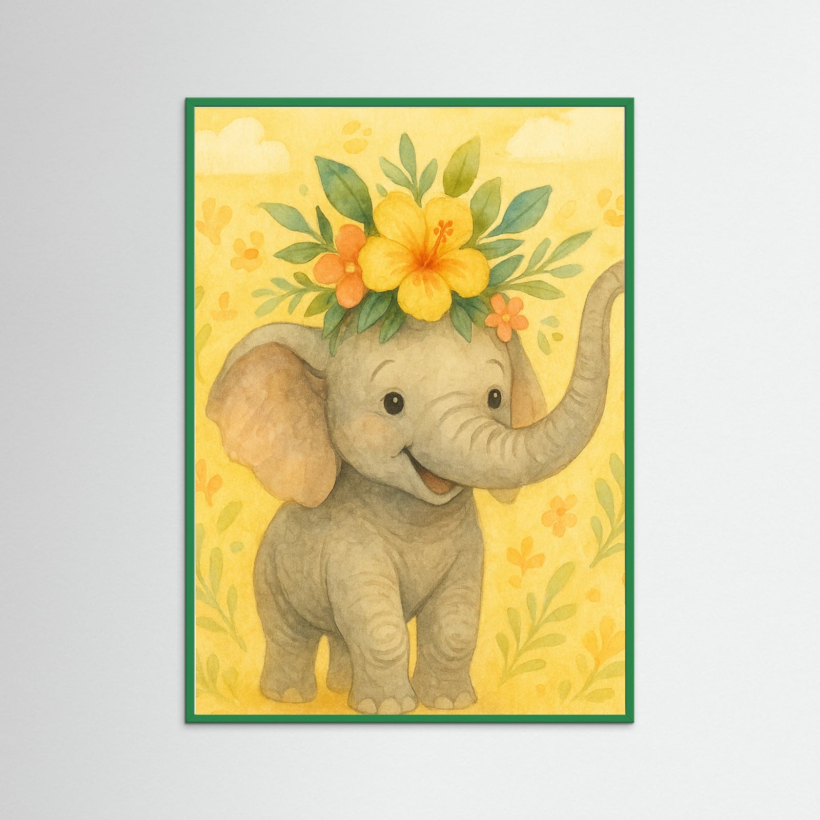 Green Wood Joyful Elephant