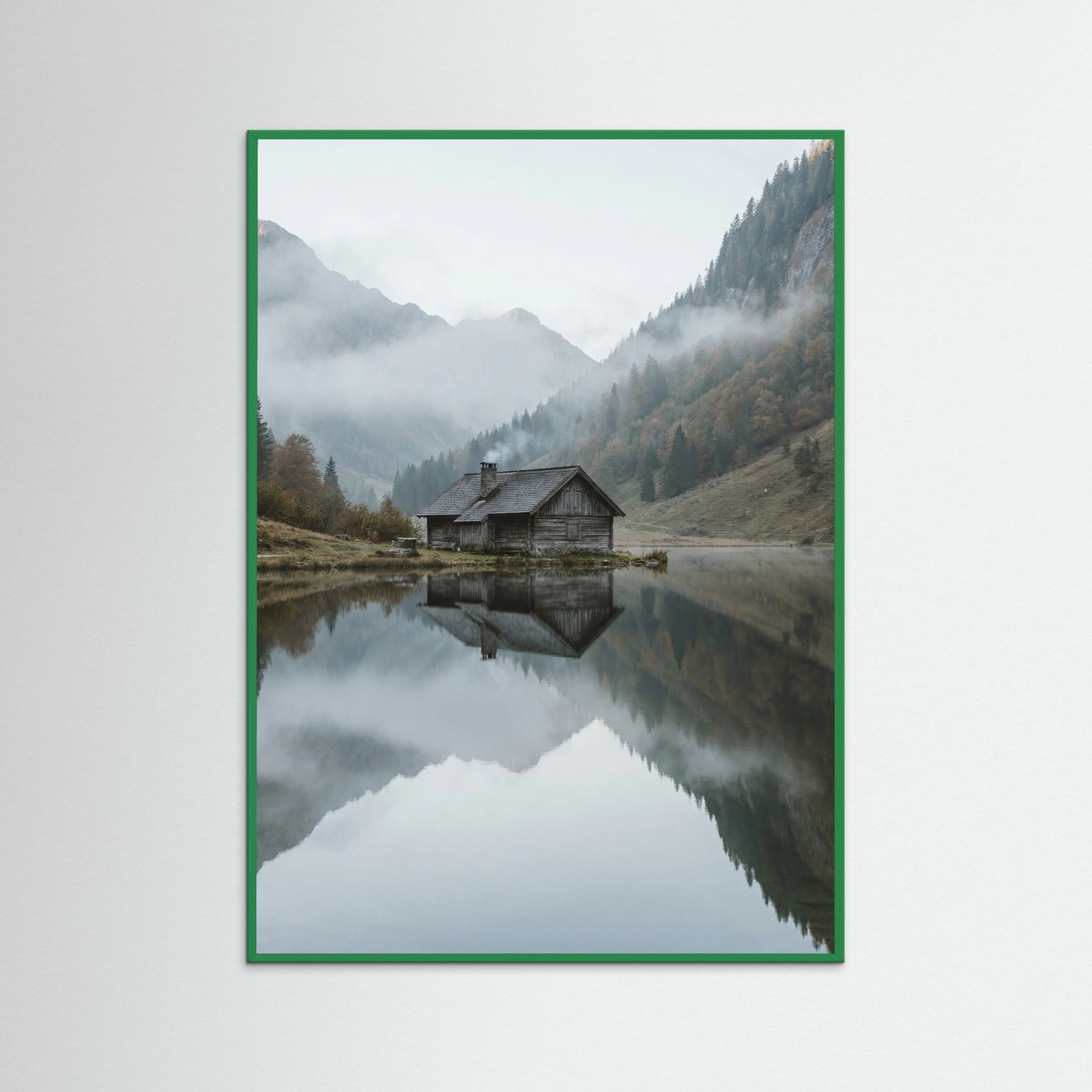 Green Wood Lake Reflection Serenity