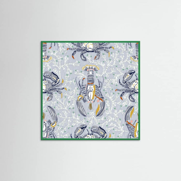 Affiche Lobster and crab coastal nostalgia grey pattern – affiche et impression d’art