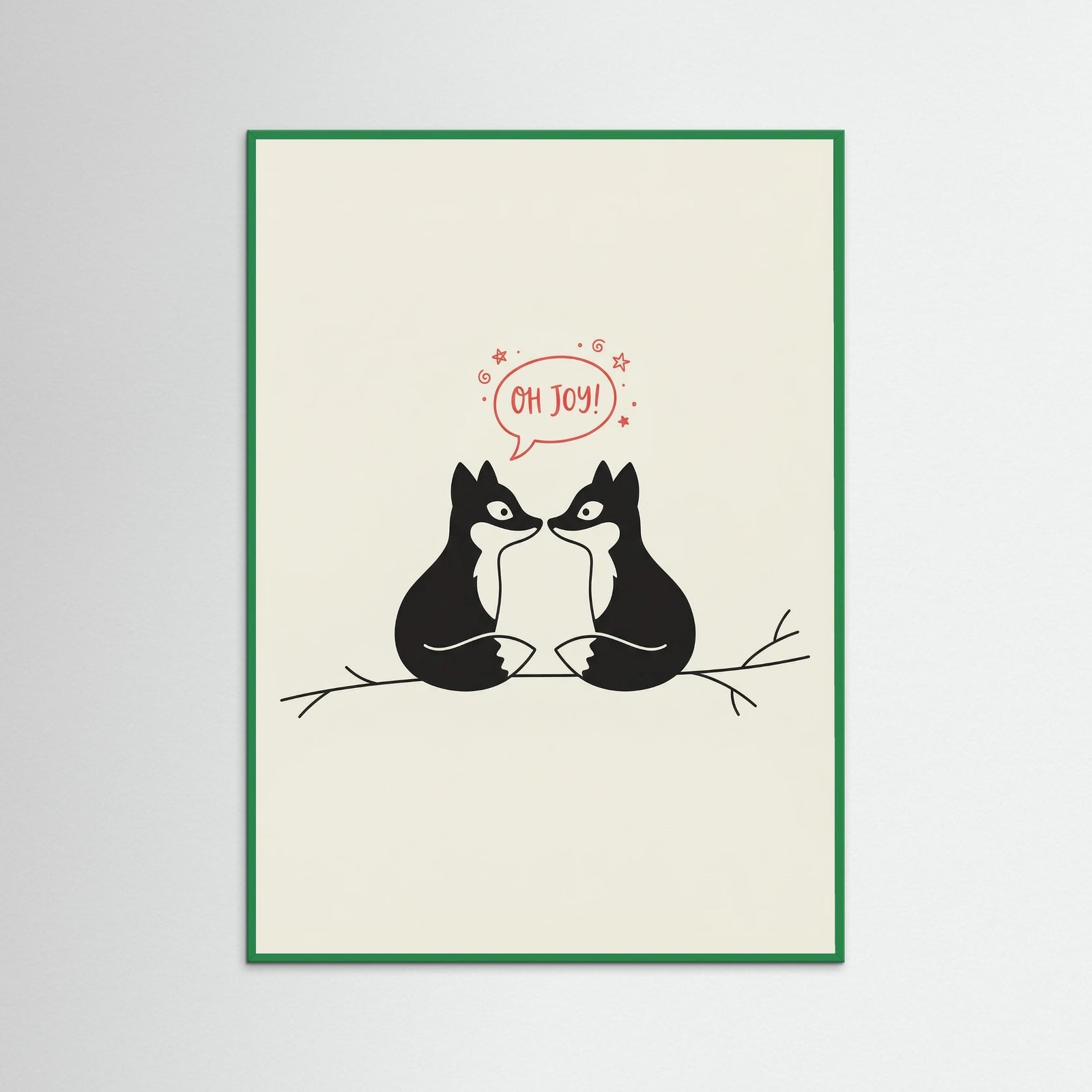 Green Wood Lovebirds Whimsical