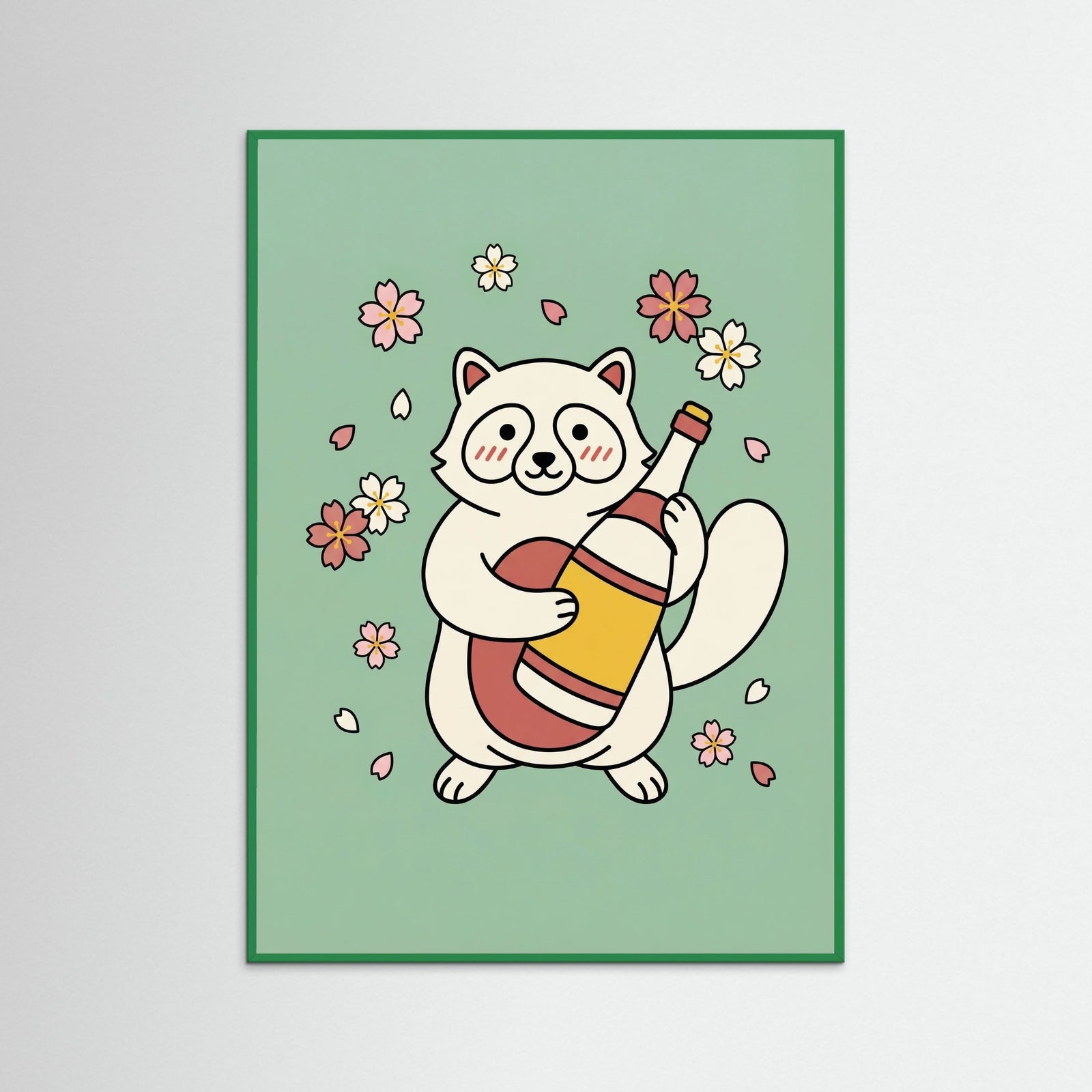 Green Wood Lucky Ramen Cat